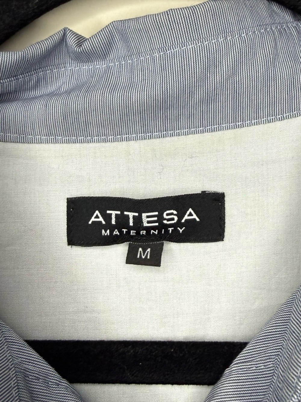 ATTESA Made in Italy Maternity Preppy Classic Poplin Adjustable Swing Midi Dress - Picture 3 of 7